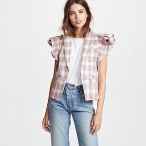 Veronica Beard Rosa Plaid Ruffle Blazer Vest